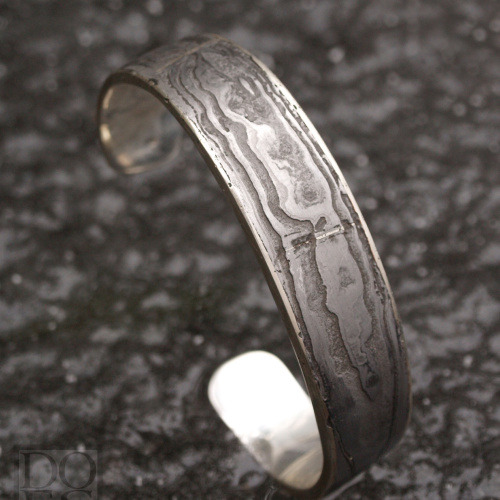 Damast stalen armband met zilver1.jpg
